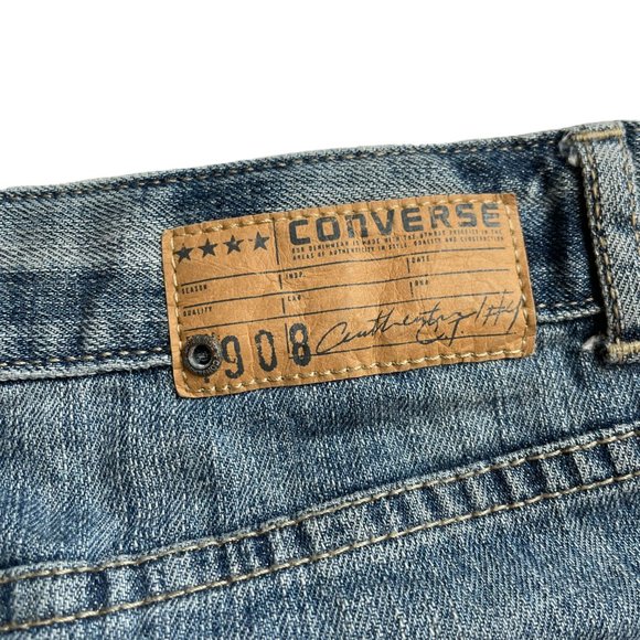 Converse Denim Skirt 28 Miniskirt Mini Short Jean Distressed Light Wash Frayed - Picture 4 of 13